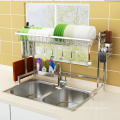 Adjustable 2019 New Arrival Good Quality Kitchen Sink Dish Drainer Organizer Stainless Steel Drying Dish Rack